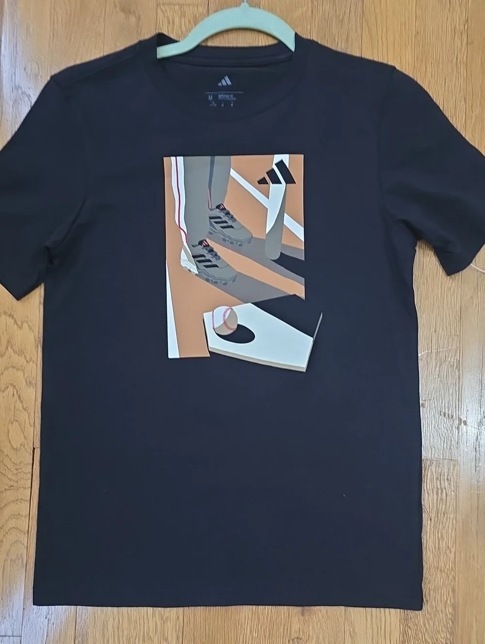 ADIDAS SIGNATURE BRAND BOYS BLACK SHORT SLEEVES BASEBALL TEE SIZE MEDIUM 10/12